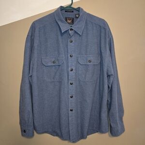 Vintage Arrow Workwear Chamois Men's Shirt XL Solid Blue Button Up Pockets LS